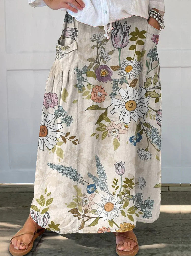 Stilla | Blomstret Maxi-Nederdel