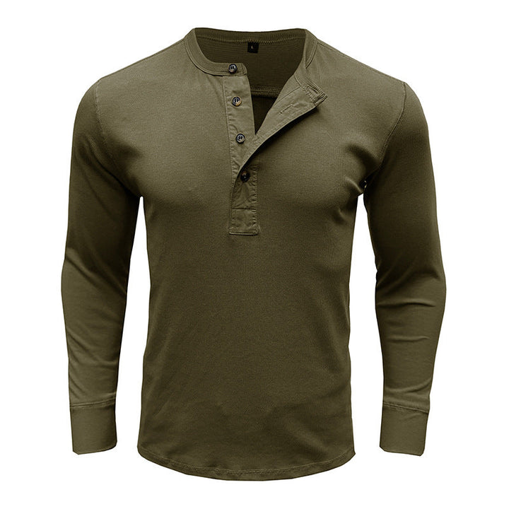 Stilla | Lange ærmer Regular fit bomuldsblanding Henley udskæring afslappet stil