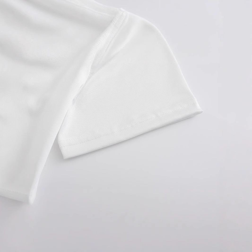 Dame Crop-T-Shirt med kreativ New York tryk Skovae