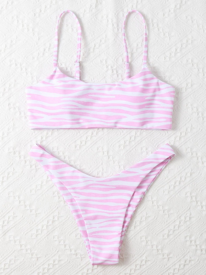 Dame bikini-sæt med moderne zebra-print