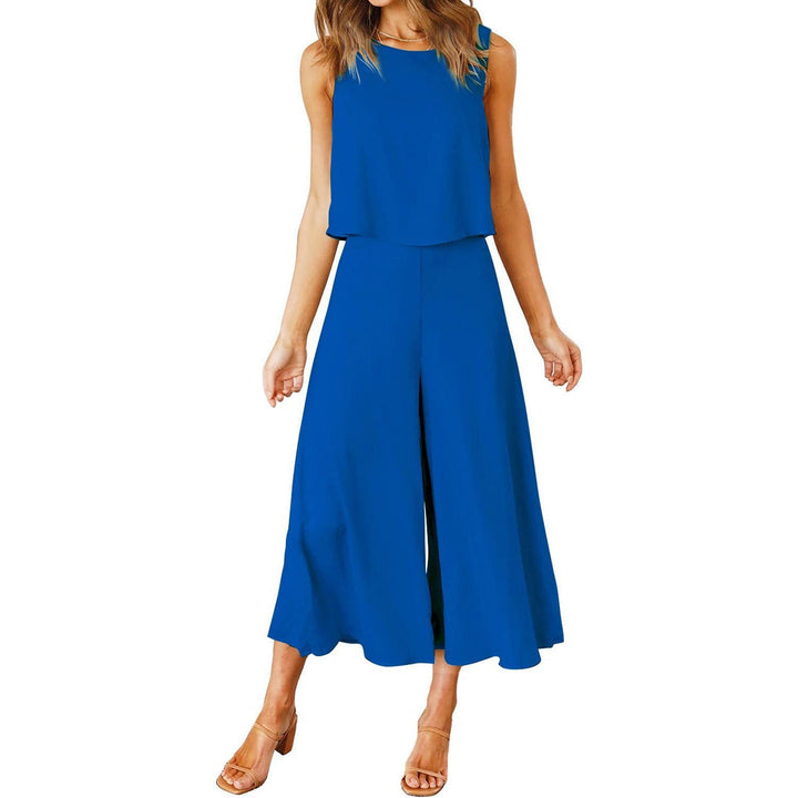 Dame Løs Jumpsuit med Svingende Ben og Ærmeløst Design Skovae