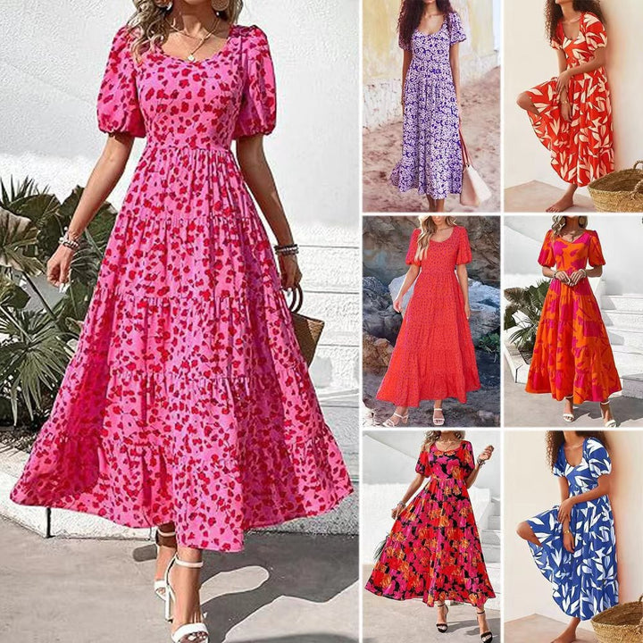 Dame Midikjole med afslappet snit og blomsterdesign Stilla