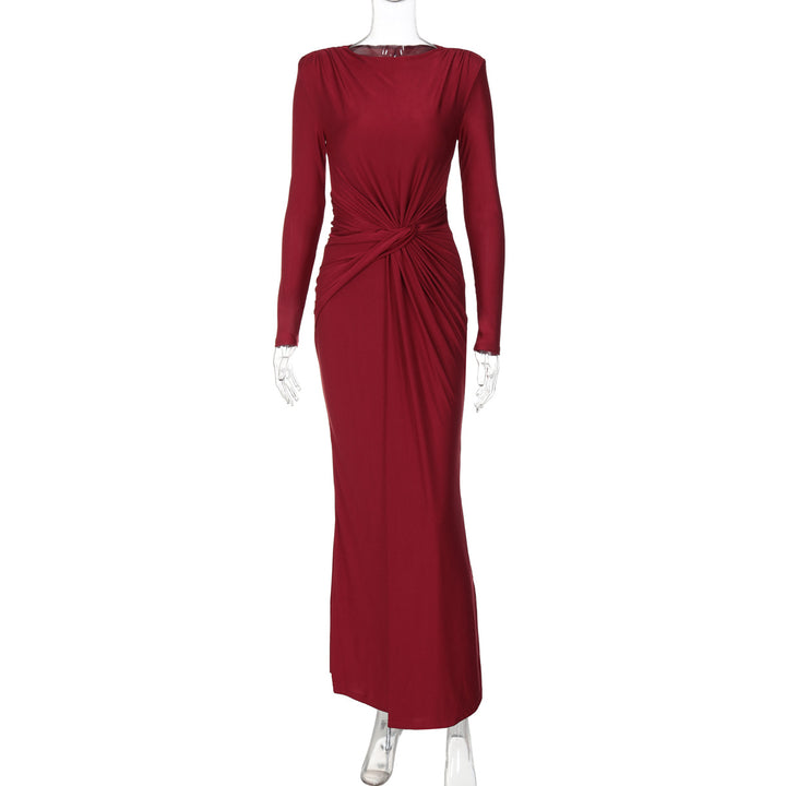 Dame Maxikjole med elegant omslagdesign og figursyet snit Stilla