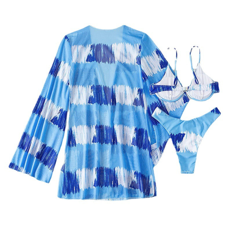 Dame Bikinisæt med gennemsigtig Kimono og moderne design Skovae