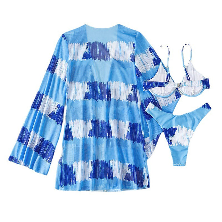 Dame Bikinisæt med gennemsigtig Kimono og moderne design Skovae