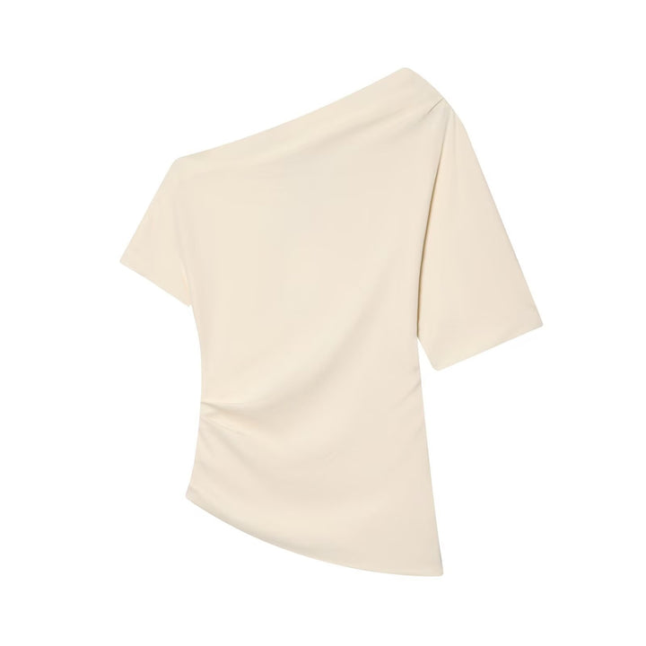 Dame asymmetrisk top med elegant drapering Skovae