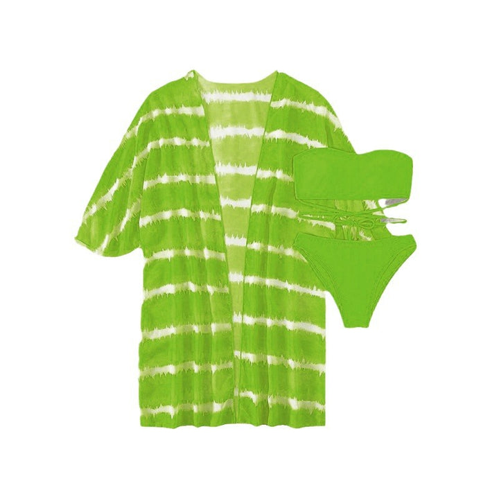 Dame Strandkimono med kontrasterende cut-outs og sommerligt design Stilla