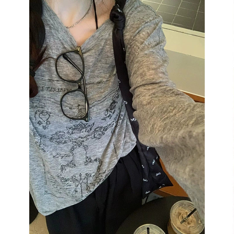 Dame Langærmet T-shirt med blomsterprint Løs