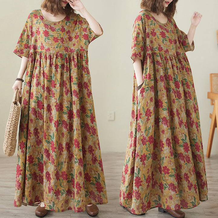 Dame Flydende Blomster Maxi Kjole med Lomme Accent Stilla