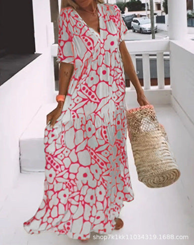 Dame Maxikjole med blomstret design Stilla