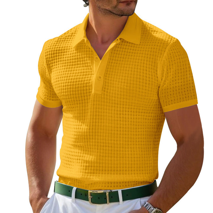 Herrer nan Poloshirt med strukturstrik og smalt snit Skovae