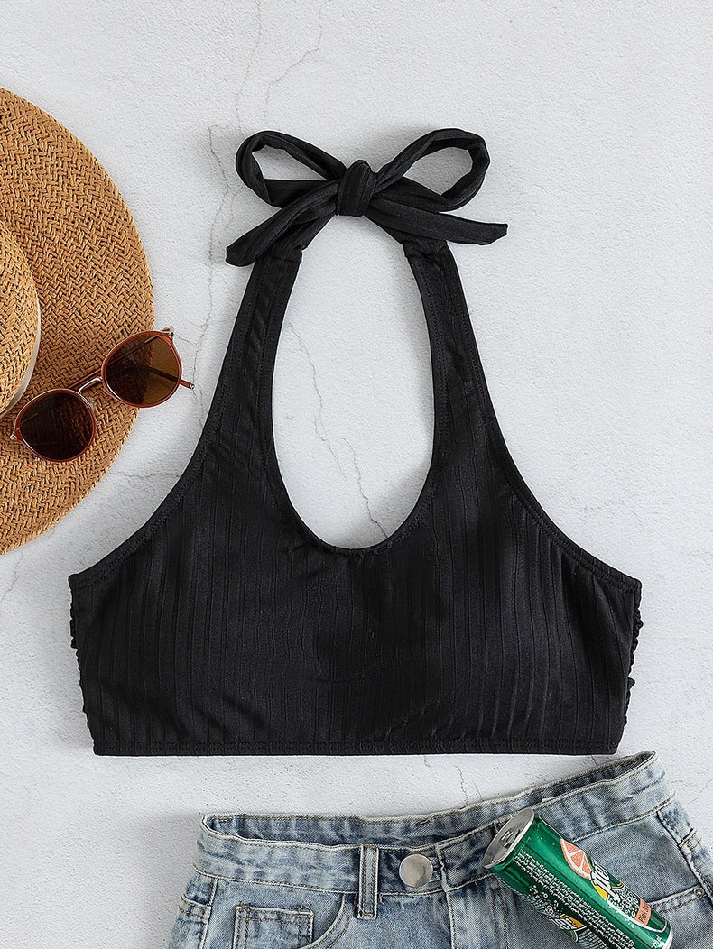 Dame Sporty Crop-Top BH med struktureret ribdesign Stilla