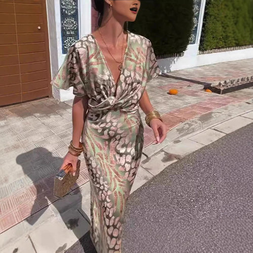 Dame Maxi-kjole med elegant indviklet overdel og blomster mønster Stilla
