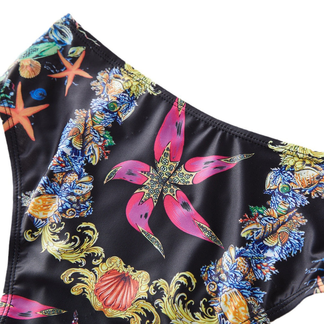 Dame Bikini-sæt med flæsedetalje og moderne blomsterprint Stilla