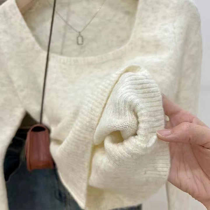 Kvinders fashionable sweater med bred rund halsudskæring og fin tekstur Stilla