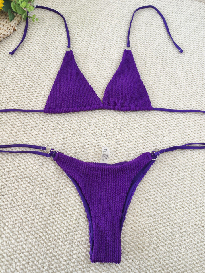 Dame Triangel-Bikini med struktureret stof og elegante ringdetaljer Skovae