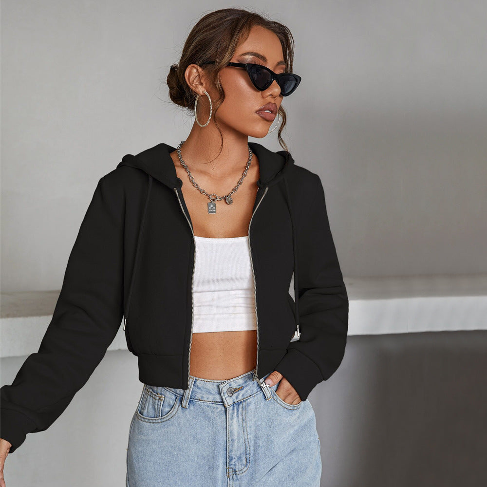 Kvindernes cropped hoodie jakke med moderne snit og komfortabelt materiale Stilla