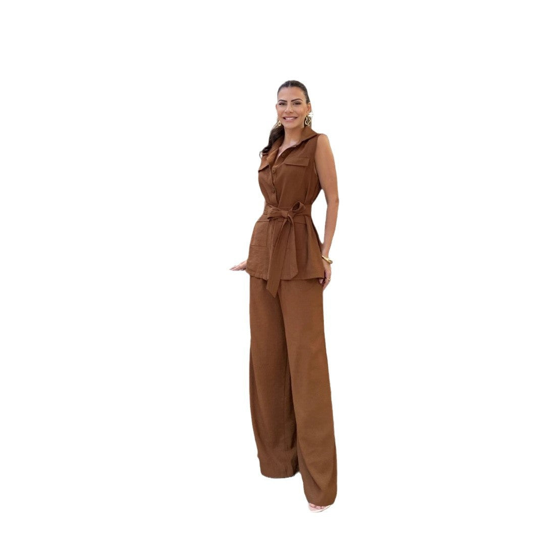 Dame Tailored Vest og Loose Bukser Sæt Stilla