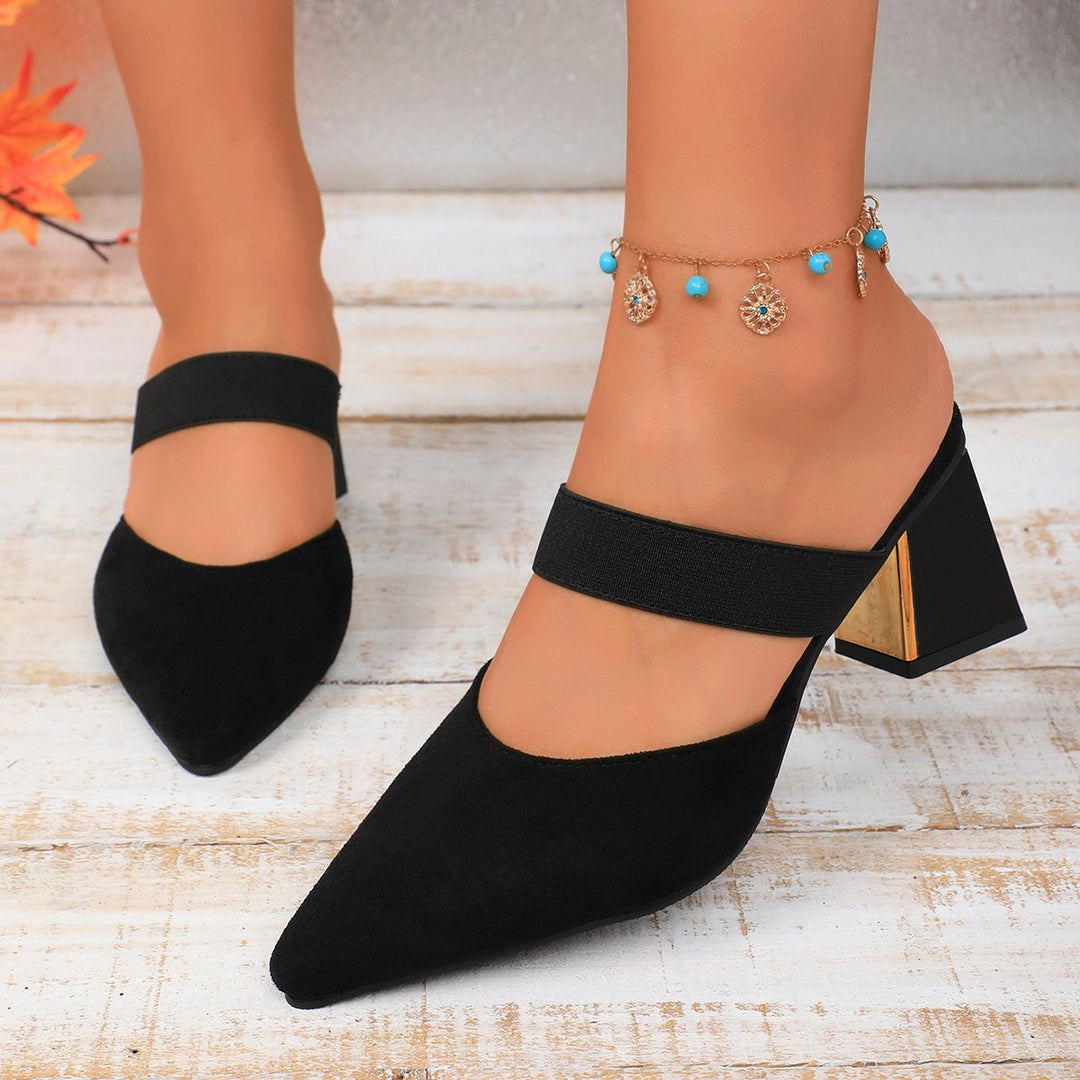 Damer elegante Slingback-pumper med blokhæle og justerbar rem Stilla