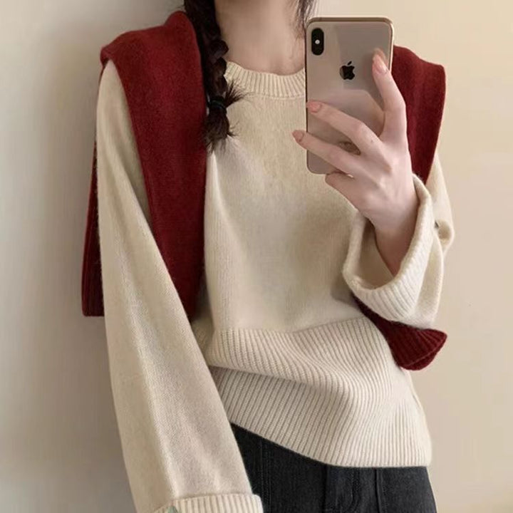 Femme Luksuriøs Blød Strikpullover med Ribbet Kant Stilla