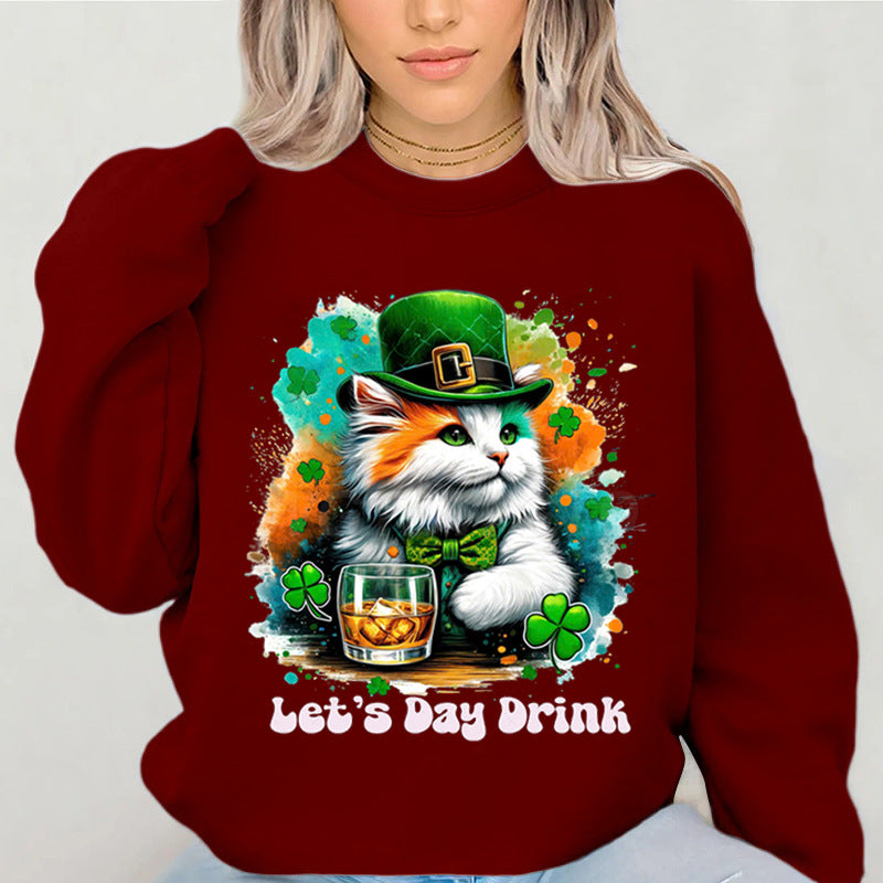 Kvinders sweatshirt med sjov katte-design og inspirerende tekst Stilla