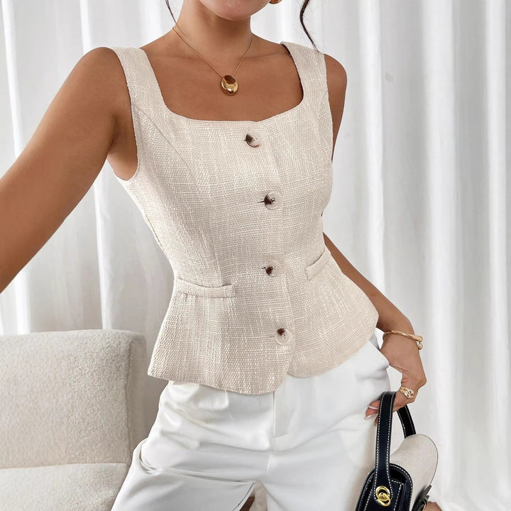 Dame Elegant skåret vest med knapdetalje Skovae