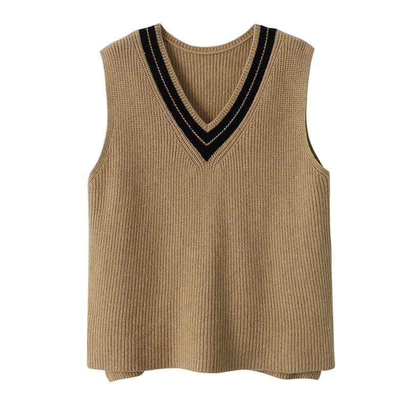 Kvinders strikket sweater vest med V-hals Stilla