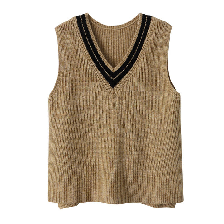 Kvinders strikket sweater vest med V-hals Stilla