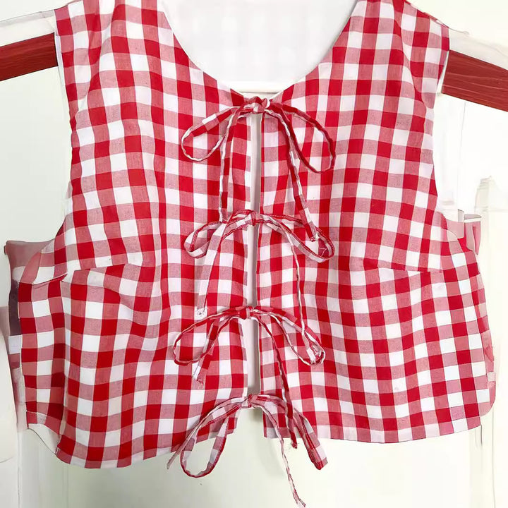 Femme Snørebånd Gingham Vest Stilla