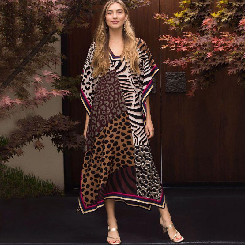 Kvinder Kaftan med moderne dyremønstre og elegant snit Stilla
