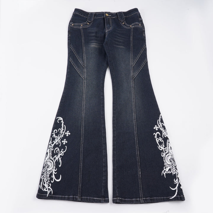 Dame Bootcut-jeans med kunstneriske broderidetaljer Skovae