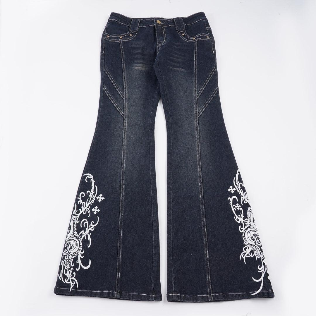 Dame jeans med udvidet ben og elegant broderi Skovae