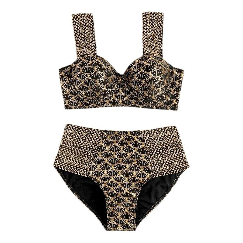 Dame Høj Talje Trykt Bikini-Overdel og Underdel Sæt Stilla