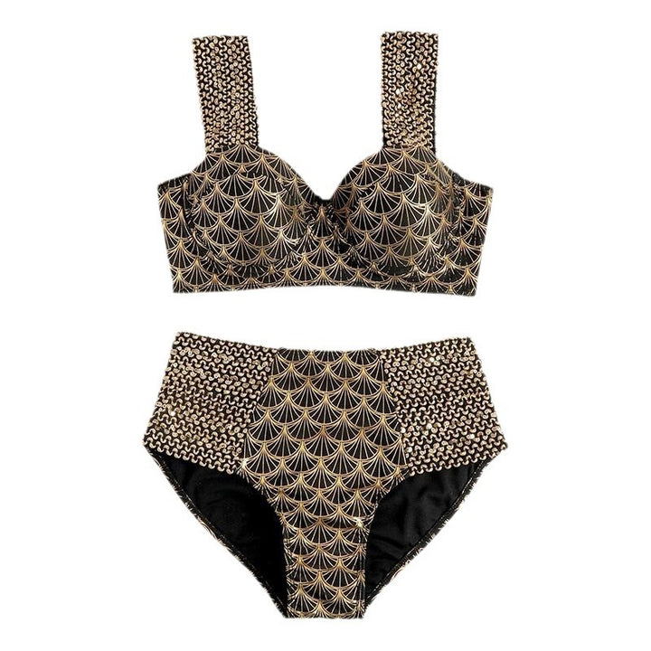 Dame Høj Talje Trykt Bikini-Overdel og Underdel Sæt Stilla