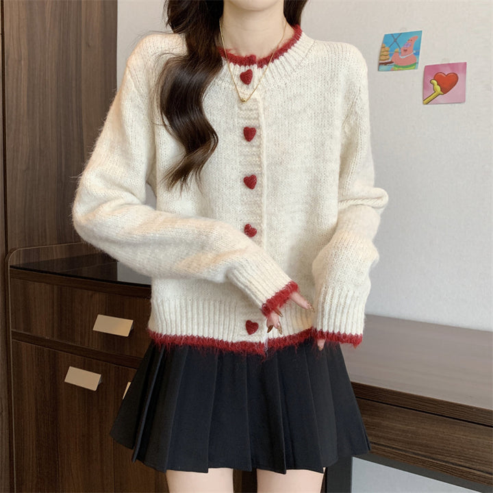 Damer cardigan med hjerteknapper Stilla