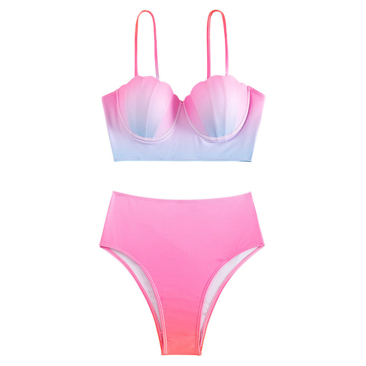 Dame Bikini-overdel med muslingform og høj talje Skovae