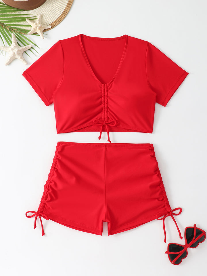 Dame Sporty Crop Top og Shorts Sæt Skovae