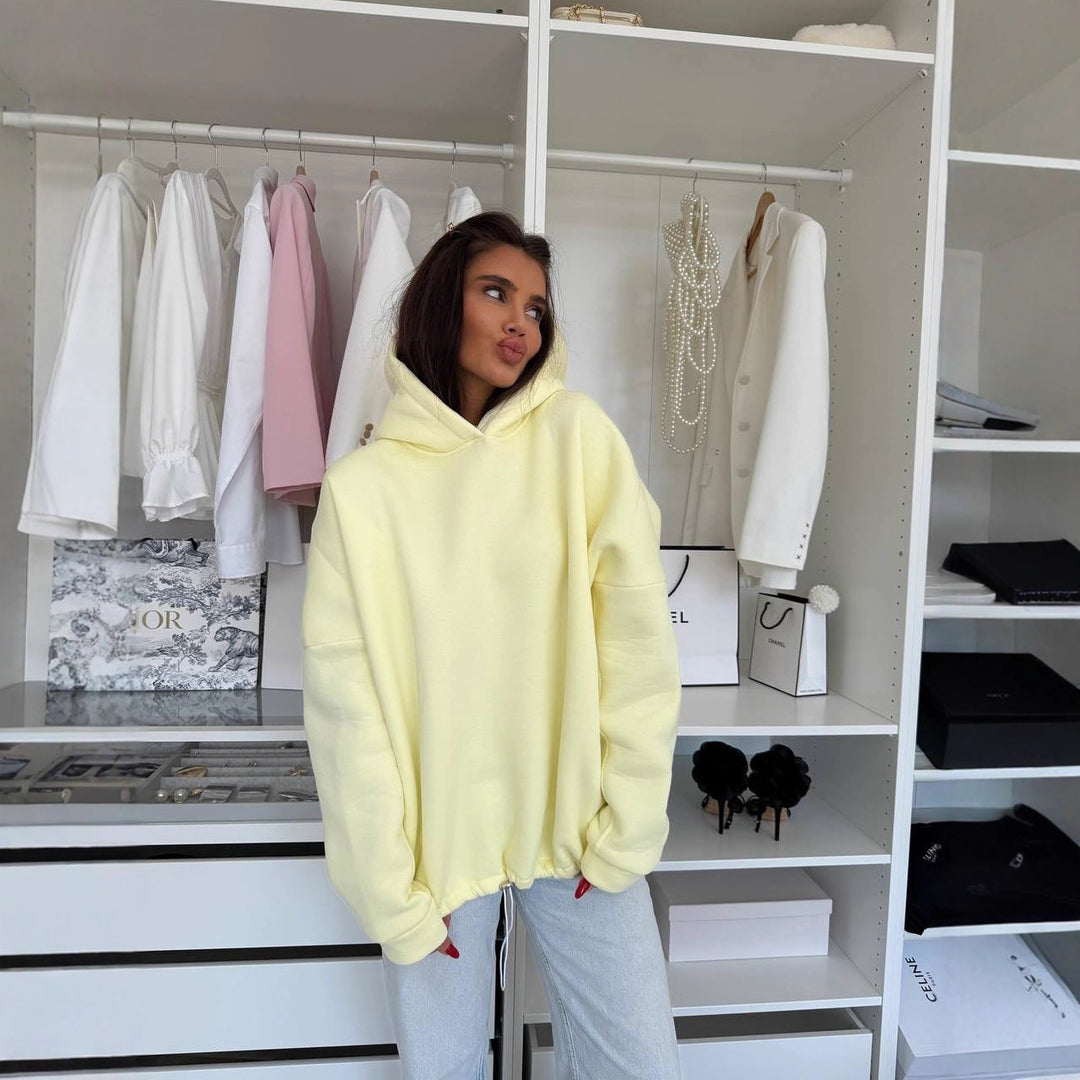 Kvindernes komfortable oversized hoodie med snoretræk og materialer af høj kvalitet Stilla