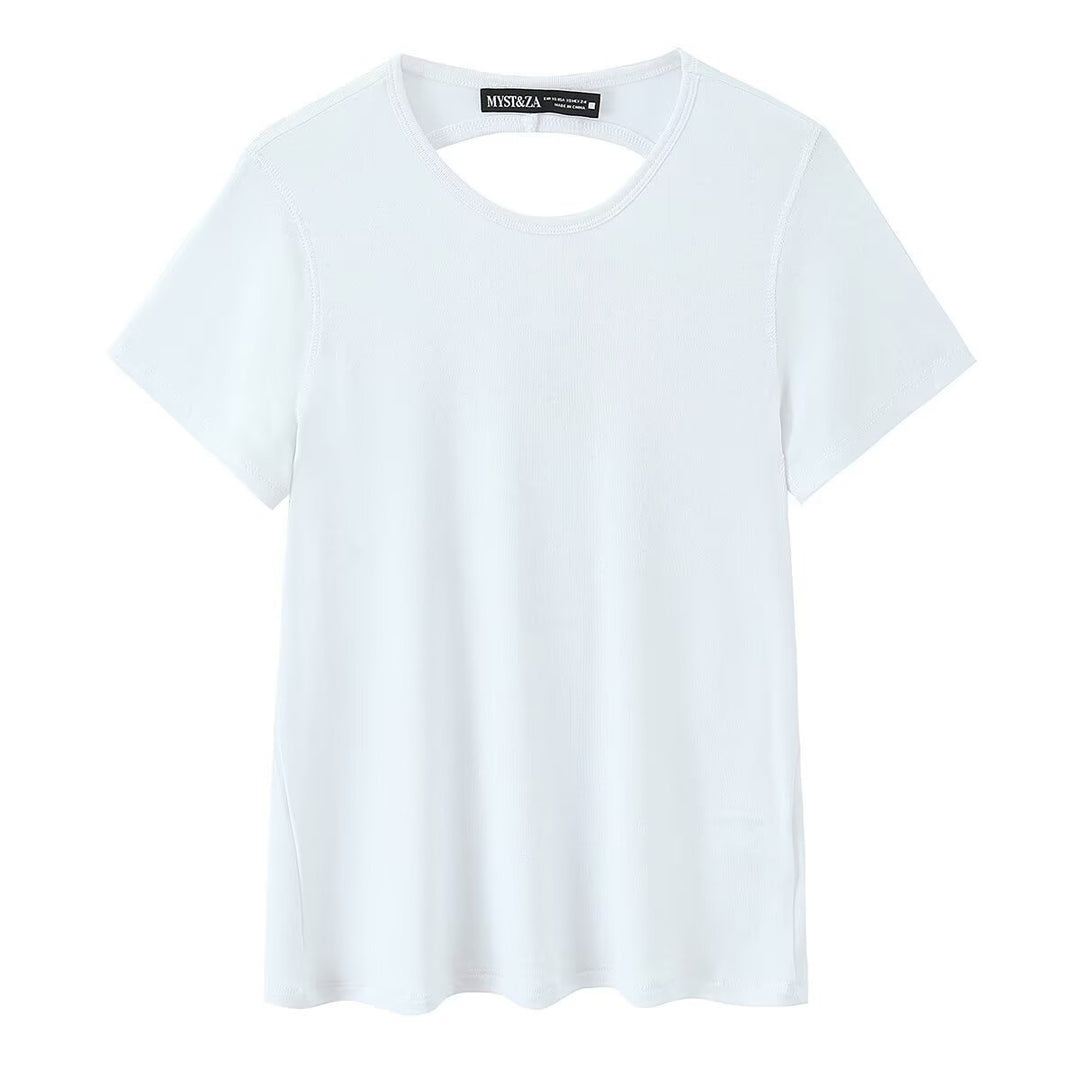 Dame Sporty T-shirt med fashionable rygudskæring Skovae