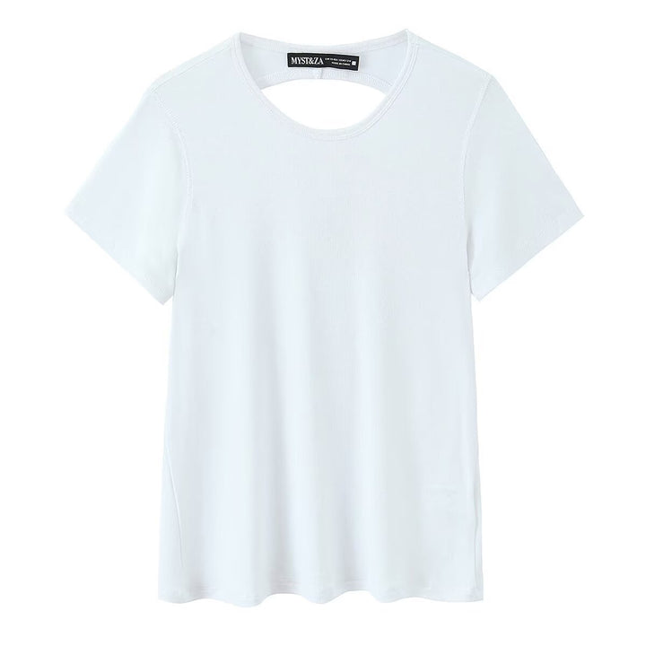 Dame Sporty T-shirt med fashionable rygudskæring Skovae