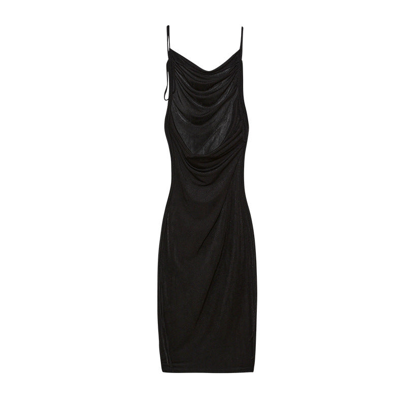 Dame Sleek Rynkning Slip Kjole med justerbare stropper Stilla