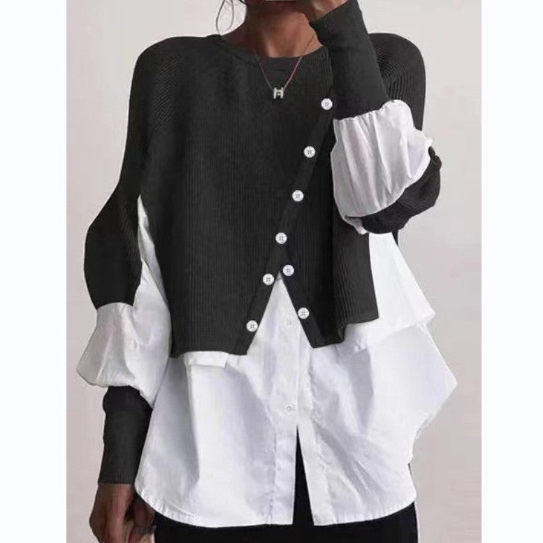 Femme Lagdelt Strikpullover med Knapdetalje Stilla