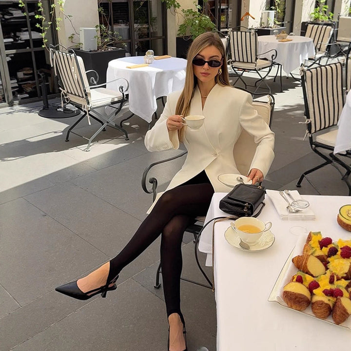 Dame Elegant Wrap Blazer Jakke med struktureret Design Stilla