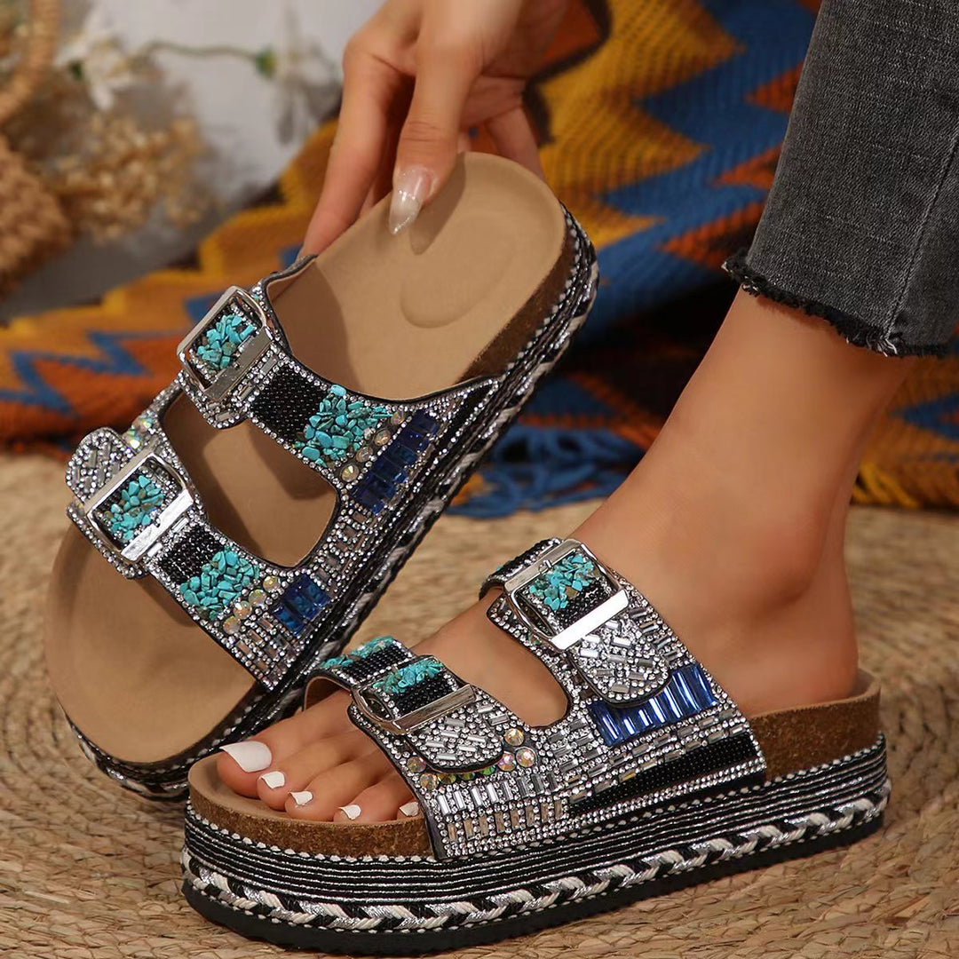 Dame luksus-sandaler med elegante dekorative elementer og skridsikker sål Stilla