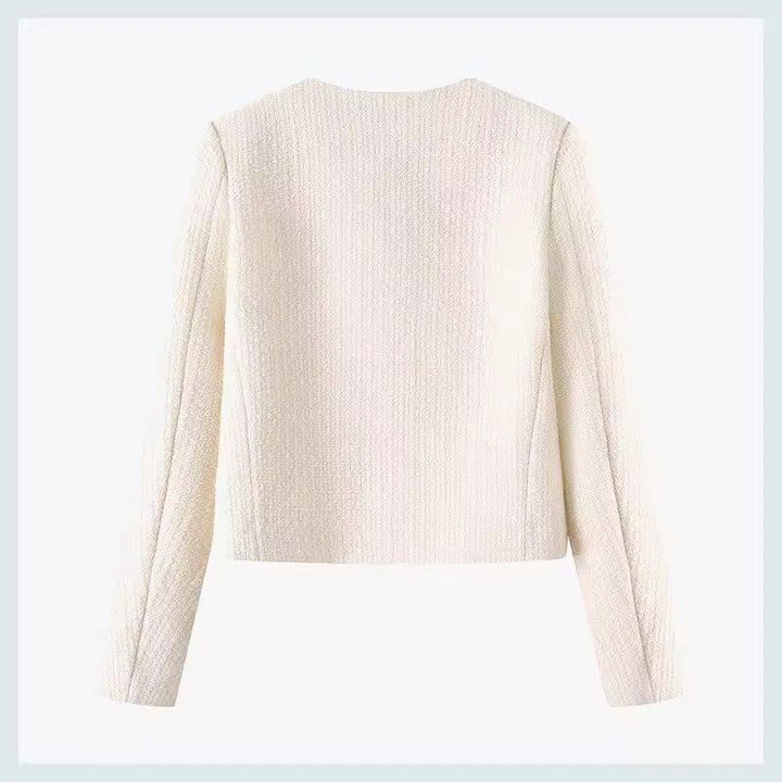 Damer elegant kort jakke i tweed stil med gyldne knapper Stilla