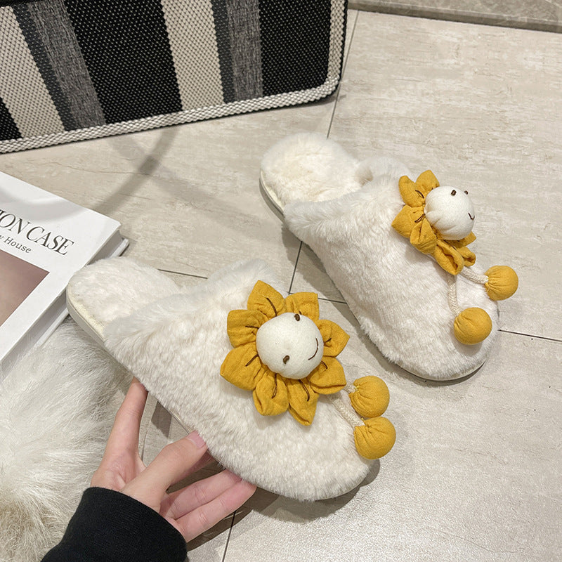 Dame hjemmesko med sjov blomsterdesign og fluffy overmateriale Stilla