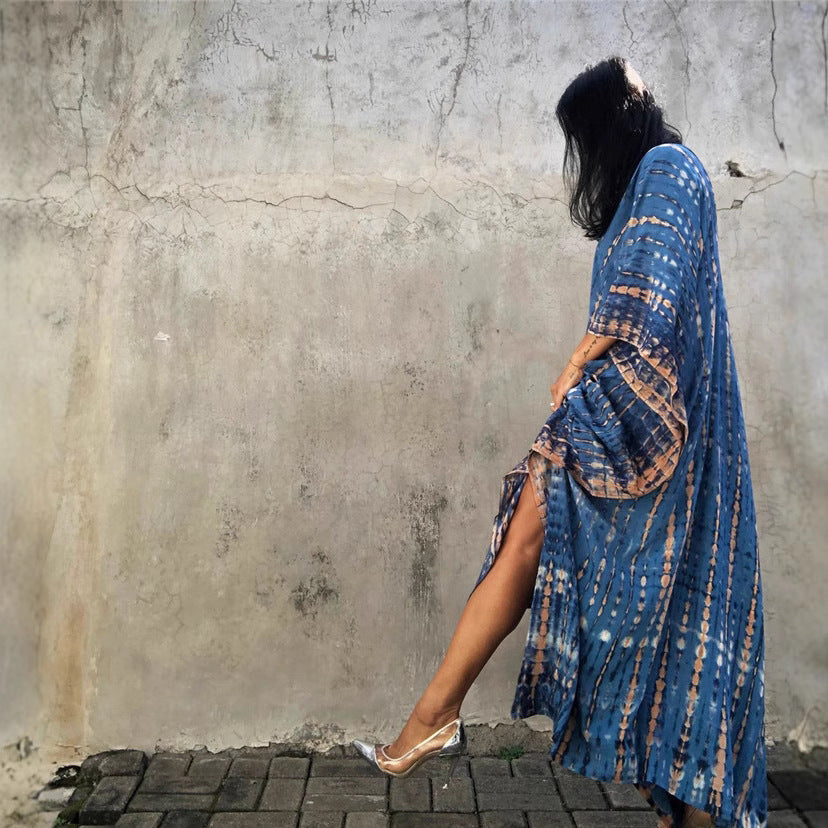 Dame Kaftan Kjole med moderne Ikat-mønster og elegante accenter Stilla
