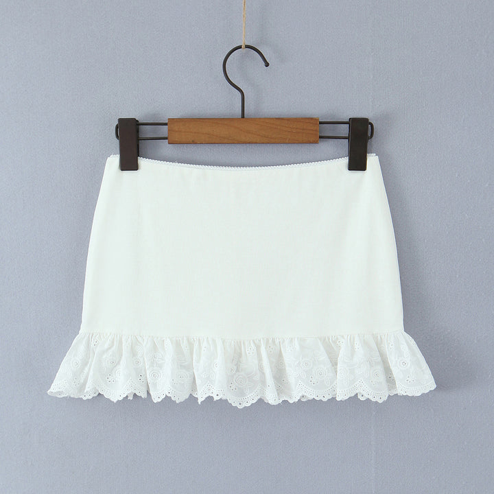 Dame rynkeshorts med fint blonder og elastisk talje Stilla