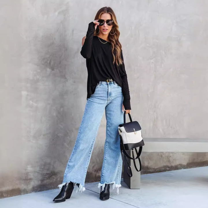 Dame Oversized Sweatshirt med Trendy Grafisk Design Stilla