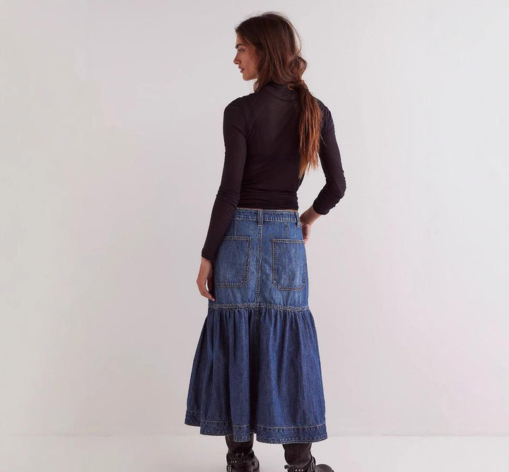 Dame jeansnederdel i boho-stil fra Stilla